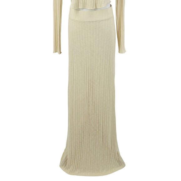 NWOT Free People Knit Co-Ord Top Maxi Skirt Set • Coastal Soft Girl Minimalist L - Picture 6 of 16